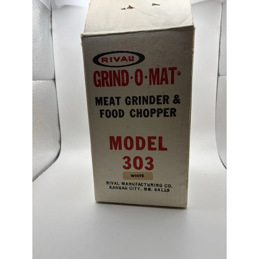 Rival Grind-o-Mat 303 VTG Meat‎ Grinder Food Chopper Grind-O-Matic White In Box